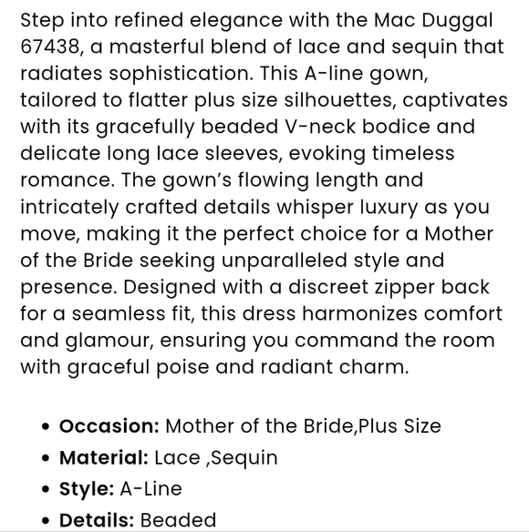Size 24W navy blue long sleeve evening gown w/ silver metallic flowers Mac Dugga - Picture 12 of 17